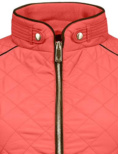 NE PEOPLE Women’s Quilted Jacket – Lightweight Long Sleeve Full Zip Up Casual Stand Collar Coat Outerwear with Pockets NEWJ22 Dusty Pink 3XL - Thumbnail 5