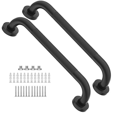 16 Inch Anti Slip Shower Grab Bar Oil Rubbed Black, Munzong Bathroom Grab Bar, Knurled Bathroom Balance Bar,Safety Hand Rail Support Handicap Elderly Injury Senior Assist Bath Handle Cover