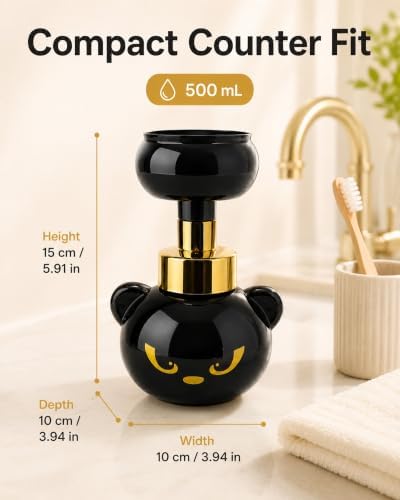 Paw Print Soap Dispenser, Cute Black Kitty Design, Paw-Shaped Foam - 4