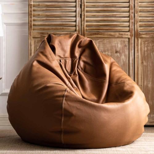 SXBCyan Poltrona a Sacco (Senza Imbottitura) 3, Piedi Grande Fodera for Pouf in Ecopelle Esterni Chaise Lounge Salon Gioco Film sac Puff Camera da Letto Soggiorno Giardino(Brown,D2.6ft-Cover-Giant)