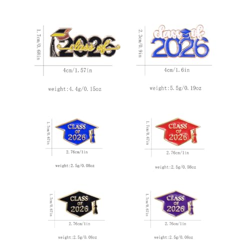 Image of 6 /18 /30 Pack 2026 Graduation Pins - Grad Pins Memorial Keepsake for Graduates, Gifts for Graduates, Class of 2026 Souvenir Pin for High School College Graduate Students, 2026 Lapel Pin