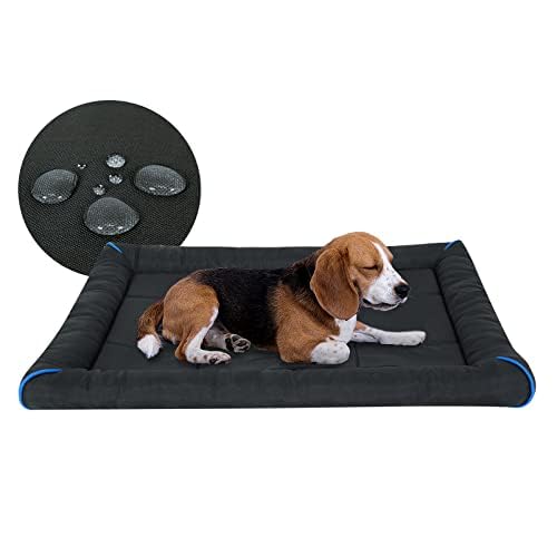 Oxford 600D Outdoor Waterproof Dog Bed for Metal Dog Crates Water-Resistant All Weather Pet Mat Durable Easy Wipe Clean Travel Indoor Outdoor Puppy Cat Bed(36inch Dog Bed Dog Crate,Black)