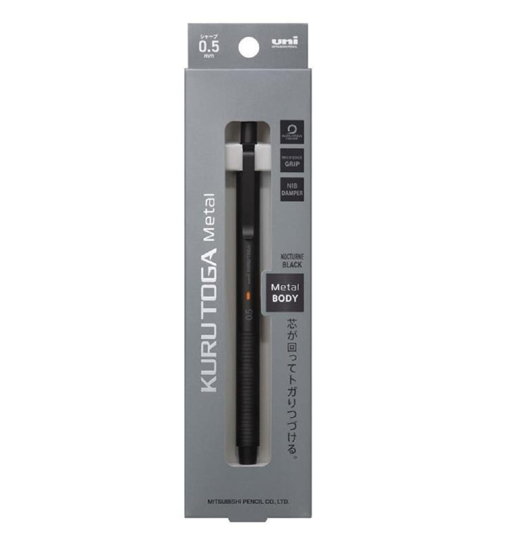 KURUTOGA Mitsubishi Pencil Mechanical Pencil Metal 0.5mm Nocturne Black M5KH1P.24 With Original Stylus Ballpoint Touch Pen