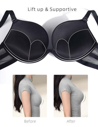 Push Up Padded Bras for Women Add 2 Cups Plunge Low Cut Bombshell T Shirt Bra Underwire Support2