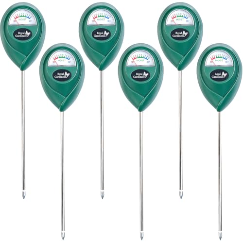 Royal Gardineer Feuchtigkeitsmesser: 6er-Set Boden-Feuchtigkeitsmessgerät für Pflanzen (Feuchtigkeits Messgerät, Feuchtemesser für Pflanzen)