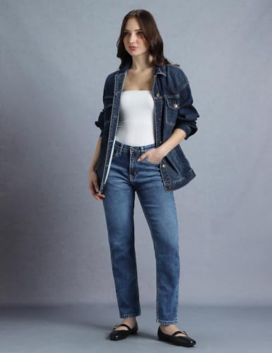 Image of INKD Women's Slim Fit Jeans - Mid-Rise | Cotton Blend | Stretchable Fabric | Classic 5 Pocket Styling | Jeans for Women (Available in Plus Sizes)