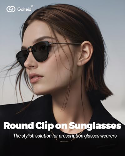 Goiteia Oversized Polarized Clip on Sunglasses over Prescription Glasses for Women Men-Round Frame,UV400Protection2