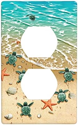 Beach Turtle Duplex Outlet Cover Wall Plates Decorate Outlet Covers For Electrical Outlets Switch Plate Decorative Wallplate Plug Cover 4.5*2.76 Inch