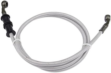 Mtsooning Universal Clutch Oil Pipe, 47.2"/120cm Silver Hydraulic Brake Line, Braided Steel Gas Clutch Pipe PVC Tube Replacement for Motorcycle, Motocross, Street Bikes