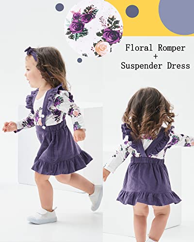 Image of Newborn Baby Girl Clothes Toddler Long Sleeve Ruffle Romper Top Infant Skirt Set Little Girl Overall Dress