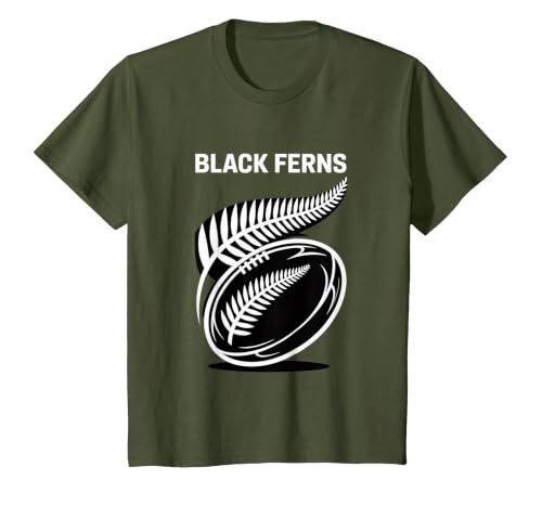 New Zealand Rugby Womens Rugby Black Ferns Men T-Shirt, Youth, Olive Green, Small