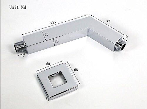 Weirun Bathroom 1/2" Npt All Brass 6.8-Inch Square Shower Arm With Flange Wall Mount,Chrome #TOP3