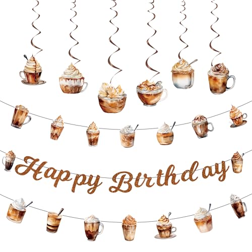 Décoration anniversaire café : kit de guirlandes et tourbillons