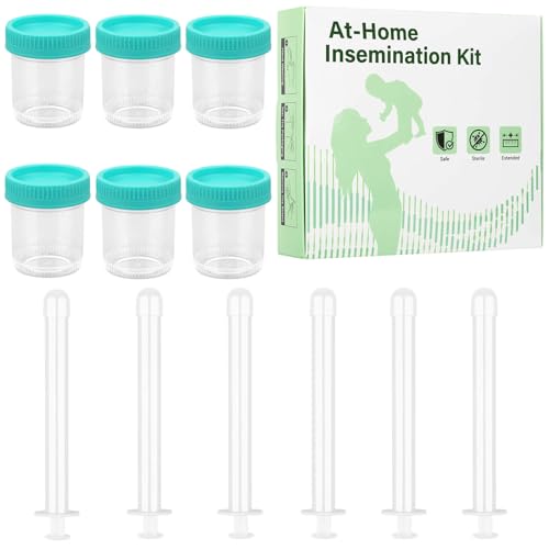 at-Home Insemination Set, Disposable Sterile, FDA Material Qualification, Extra-Length Design Artificial Insemination Set for Women, 6 Applicators + 6 Collection Cups
