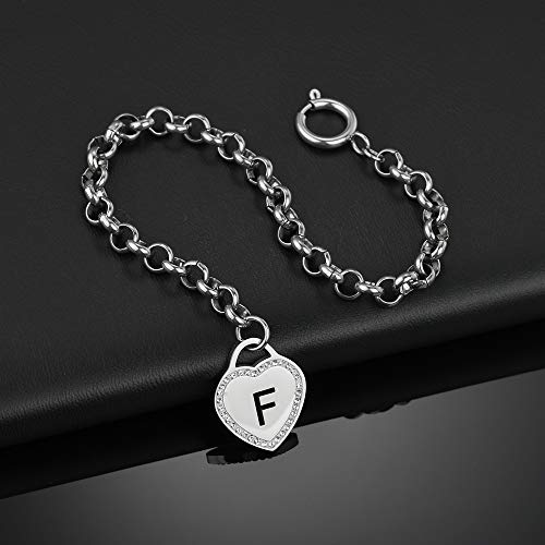 Image of CaleesLLC Letter A to Z Initial Charm Bracelet Adjustable Stainless Steel Anklet Personalized Wrist Link for Women