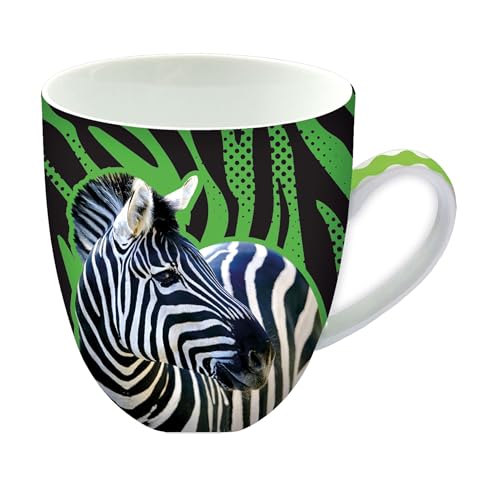 Image of Animug Zebra Mug from Deluxebase. 450ml Large Ceramic Coffee Cup with Handle and Cute Animal Print, Novelty Mug for Gifts and Kitchen Decor, Dishwasher Safe Mugs for Coffee or Tea.