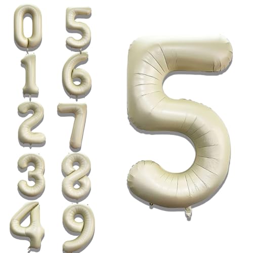 Image of Solid White 5 /Five Number Foil Balloons 32 inch Birthday Party Decoration Helium Supported