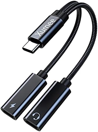 Xumee USB C Splitter, Dual USB C Headphones and Charger Adapter, 2-in-1 Hi-Res Audio and Fast Charging Dongle Cable Compatible with Galaxy S23 S22 S21 Ultra 5G S20 S20+ Plus Note 20 (Black)