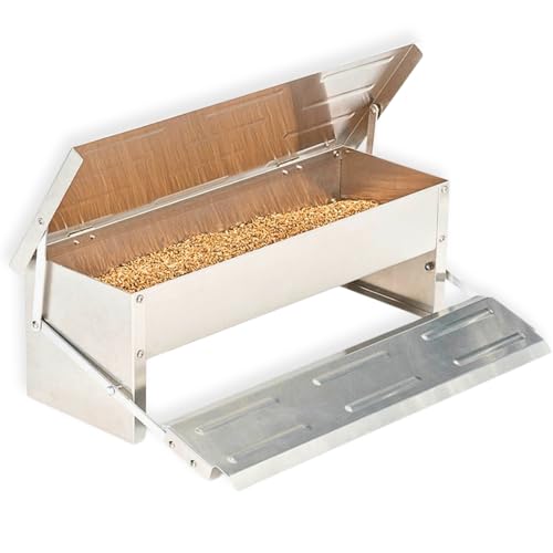 TERRE JARDIN - Mangeoire Poules, 5 kg, XL - Mangeoire Poules Anti Nuisible, Acier Galvanisé - Automatique, Anti Gaspillage, Étanche, Refermable à Pédale,...