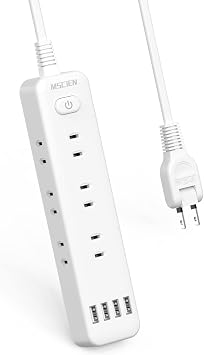 Mscien M Sign Extension Cord 2m Power Strip with USB, 9 AC Outlets, 4 USB Ports, Table Top Power Strip, OA Power Strip, Octopus Outlet, Bulk Switch, USB Outlet Splitter, Tentacle Outlet