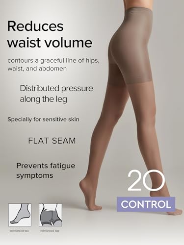 Image of Conte Women's Nude Body Shaping Sheer Compression Pantyhose Tights - Control