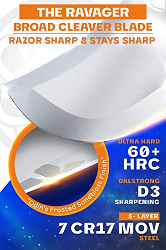 Dalstrong Massive Cleaver Knife - 9 Inch - 'The Ravager' - Valhalla Series - 7Cr17Mov Hc Steel Kitchen Knife - Celestial Resin & Wood Handle - Razor Sharp Meat Cutting Knife - W/Leather Sheath #TOP1