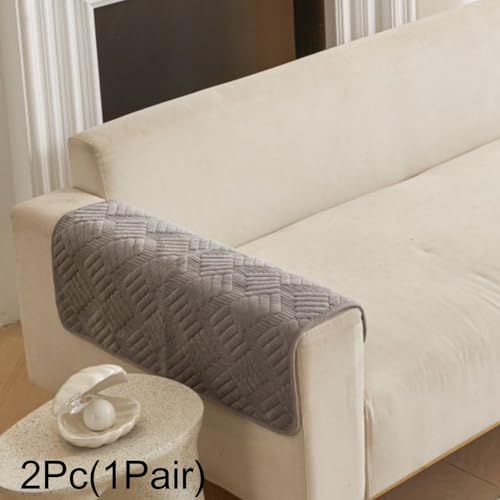 Image of HOMETHREADS Innovative Premium Velvet Sofa Cover Mat with PVC Backing for Non-Slip Comfort (L Grey, 2Pc Armrest Mat | 50x70cm)