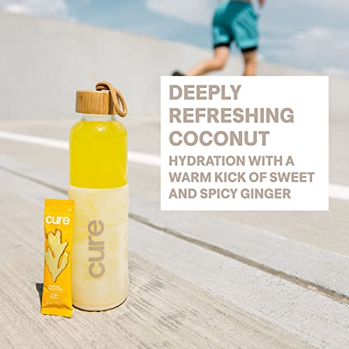 Cure Hydrating Electrolyte Mix | Powder For Dehydration Relief | Fsa & Hsa Eligible | Made With Coconut Water | No Added Sugar | Vegan | Paleo Friendly | Pouch Of 14 Packets - Ginger Turmeric #TOP3