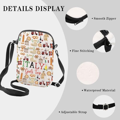 GJTIM Italian Souvenir Italy Theme Gift Italy Vacation Gift Italy Bachelorette Trip Gift Italy Crossbody Bag (Trip Italy CB)3