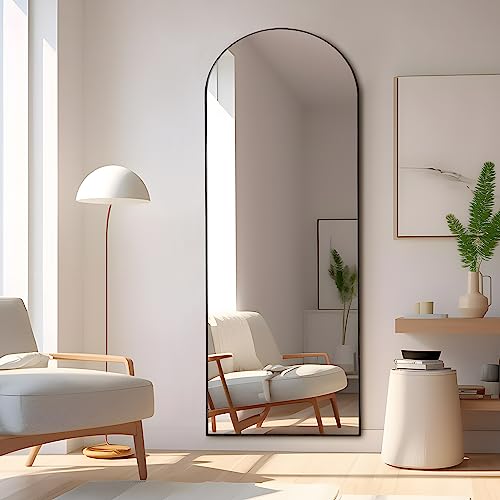 Image of PexFix Arched Full Length Mirror Arched Wall Mirror Floor Mirror with Stand Contemporary Full Length Mirror with Black Wood Frame,71 inchx24 inch