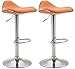 CLP Set 2 Sgabelli Bar Shanghai in Stoffa I Coppia Sgabelli Alti Cucina Girevoli E Regolabili 60-80 CM I Sedie Design Imbottite, Colore:Arancione