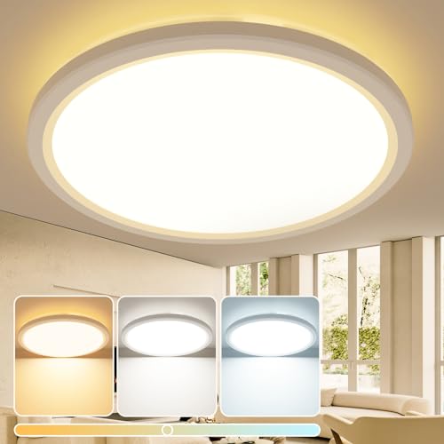 slochi LED Ceiling Lights, 38CM 36W 3600LM Round Bathroom Lights,3000K/4000K/6500K Flush Mount Ceiling Lamp for Bedroom,Kitchen,Living Room,Utility Room