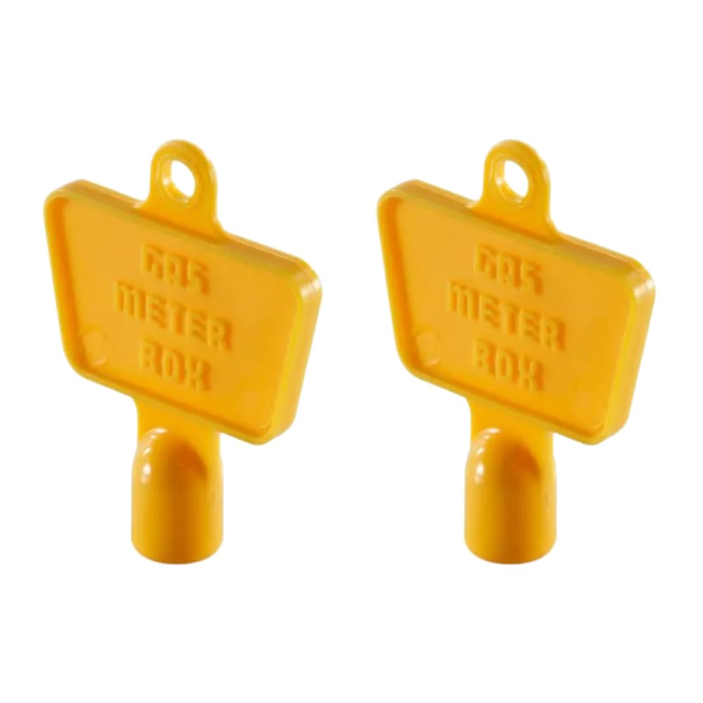 JD Brands Yellow Gas Meter Keys – Pack of 2 Durable Plastic Keys for Standard UK Triangle Gas Meter Box Locks – Easy Access for Homeowners, Landlords, and Utility Workers