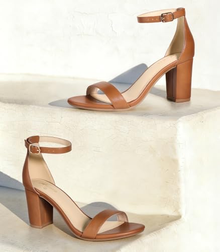 Image of Ankis Heels for Women Open Toe Ankle Strap Chunky Heel Sandals 2.75 Inch