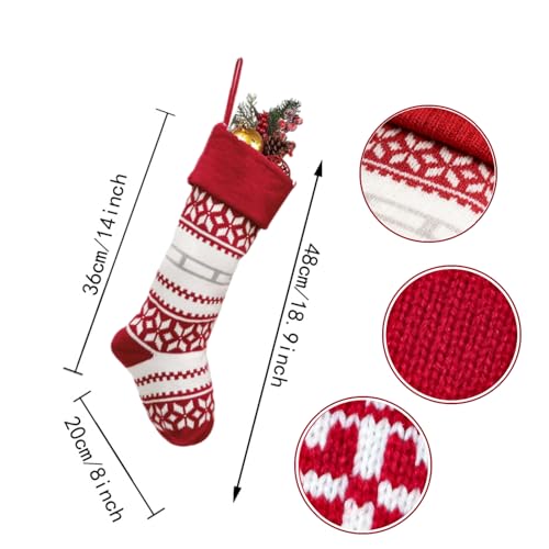 46cm Weihnachtsstrümpfe, Gestrickte Weihnachtssocken, Große Deko mit klassischen Mustern, Hängende Kamin-Ornamente (1, G)
