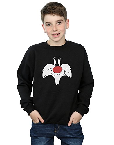 LOONEY TUNES Boys Sylvester Big Face Sweatshirt 9-11 Years Black