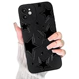 Lovmooful iPhone 12 用 ケース キュート スター カラー デザイン ガールズ レディース ソフト TPU 耐衝撃 保護 ガーリー iPhone 12用 ケース - ブラック