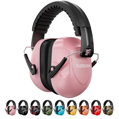 Floriogra Casque Anti Bruit Adulte, Casque Antibruit Pliable Réglable de SNR 34dB, Protection Auditive pour Travail Autisme Bricolage Tonte Chantier Milieu Bruyant ou Stressant Rose