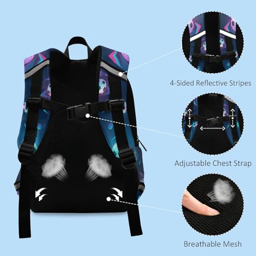 Soccer Balls Neon Blue Toddler Girl Backpack with Leash Kids School Backpacks Small Travel Backpack4
