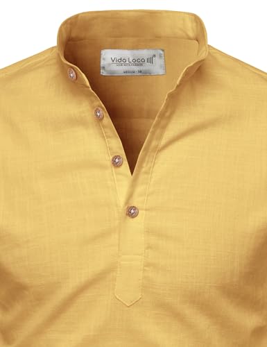 Image of Vida Loca Full Sleeve Mandarin Collor Cotton Casual Slim Fit Shirt for Men's