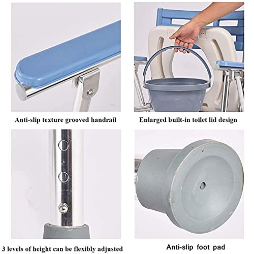 Opklapbare Toiletstoel Voor Aan Het Nachtkastje - RVS Toiletstoel Voor Ouderen Met Toiletemmer In Hoogte Verstelbare… - Afbeelding 5
