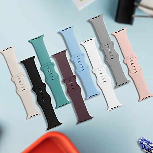 Image of 8 Pack Bands Compatible with Apple Watch Band 38mm 40mm 41mm 42mm 44mm 45mm 46mm 49mm for Women Men, Soft Silicone Sport Strap for iWatch Series Ultra 11 10 9 8 7 6 5 4 3 2 1 SE /SE 2nd /SE 3nd