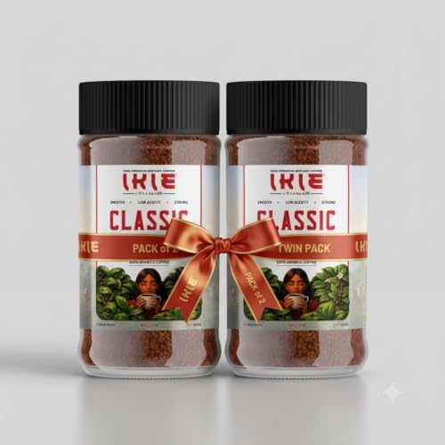 Image of IKIE Classic Instant Coffee Powder 100g (Pack of 2)| 100% Arabica Freeze-Dried | No Chicory | Rich Aroma & Bold Taste | Pure Black Coffee