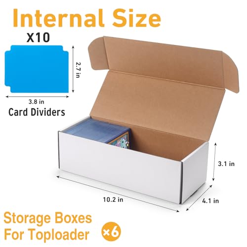 Sunezlgo Storage Box For Toploader,6 Pack Trading Card Storage Box,Card Storage Box Cardboard,Sports Game Card Collector Boxes,Playing Card Case,Large For Toploaders 900 Pc,For Toploader Standard Card thumb #1