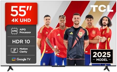 TCL 55V6C Televisor 55 Pulgadas 4K Smart TV LED, HDR, Google TV, Dolby Audio, Alexa y Google Assistant, Chromecast Built-in, Motion Clarity
