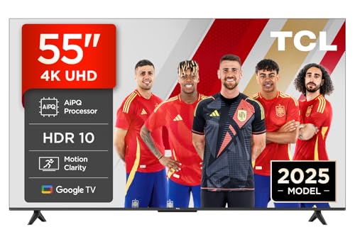 TCL 55V6C 55 Direct LED Smart TV, 4K HDR, Powered by Google TV (Dolby Audio, Motion Clarity, Compatible with Google Assistant & Alexa) [Clase de eficiencia energética E]