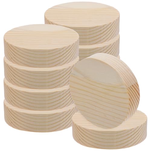 ifundom Lot de 10 Rondins de Bois Naturel 8cm x 2cm - Tranches Épaisses et Lisses pour Loisirs Créatifs, Pyrogravure, Peinture, Sous-Verres et Décoration de Mariage ou Noël