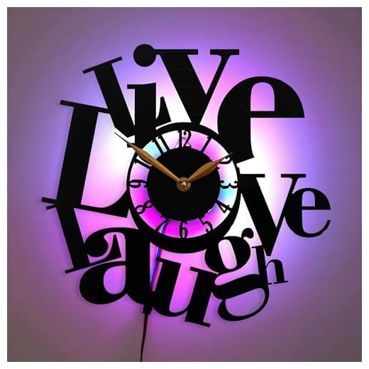 Live Love Laugh Wall Clock with LED Lights – Motivational and Inspirational Decor, Uplifting Quotes