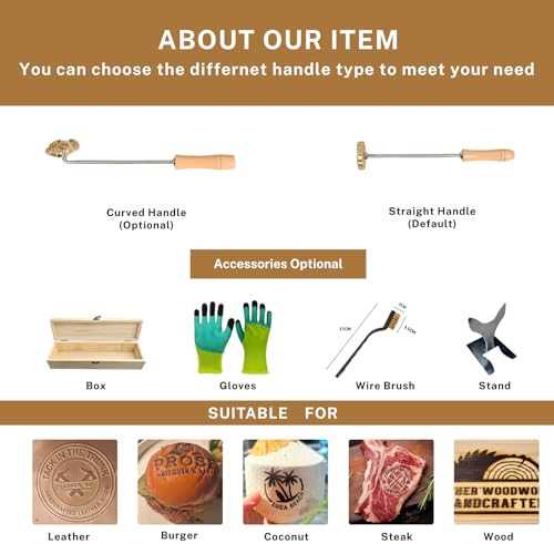 Hatchaa Custom Branding Iron for Wood, Personalized Metal Branding Iron Leather Stamps with Your Logo & Text for Weddings Gift, Craftsmen, Wood Branding Stamps for Leather Food Paper Plastic(1 inch) - Thumbnail 5