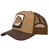 Gorra de camionero de malla animal ajustable con parche cuadrado, talla única para hombre, León gris, Taille unique